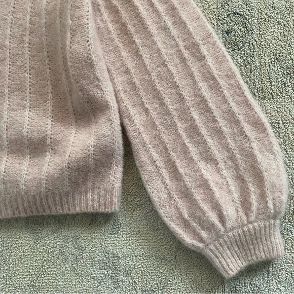 Sezane Antonetta Cardigan Sweater Jumper Powder Pink Merino Wool Mohair Medium - Picture 5 of 13